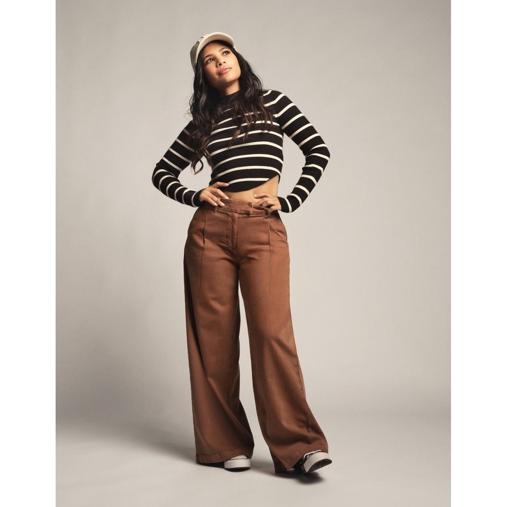 American Eagle Dreamy Drape Woven Baggy Wide Leg Pants Womens 000 Brown